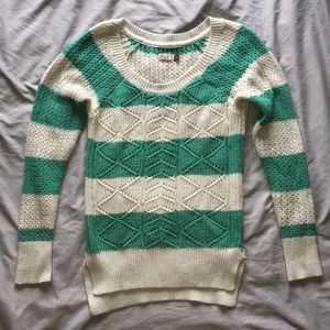 Green and white sweater